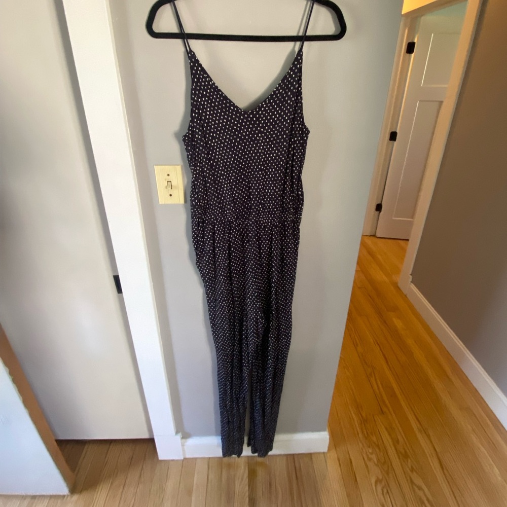 Navy Printed Wide Leg Jumpsuit